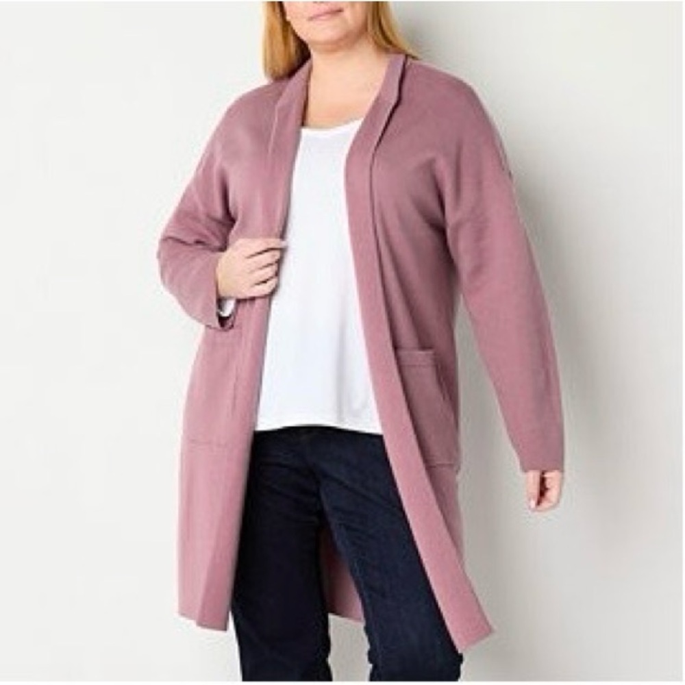🍇 Mauve Open-Front Cardigan – Plus Size 4X 💐🌷